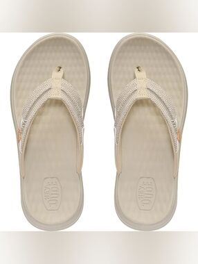Hey Dude Men’s Cream Woven Flip-Flop Sandals